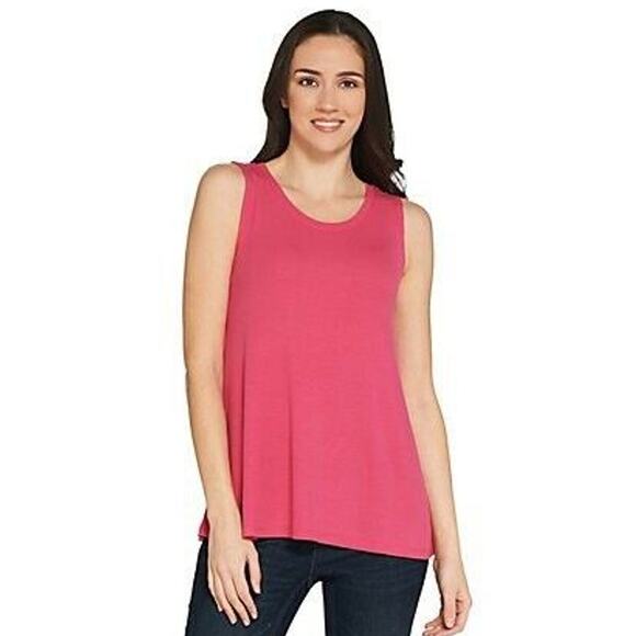 Logo Layers Womens Swing Tank Pink XXS Ribbed Straight Hem NWOT A305457 - Picture 1 of 8